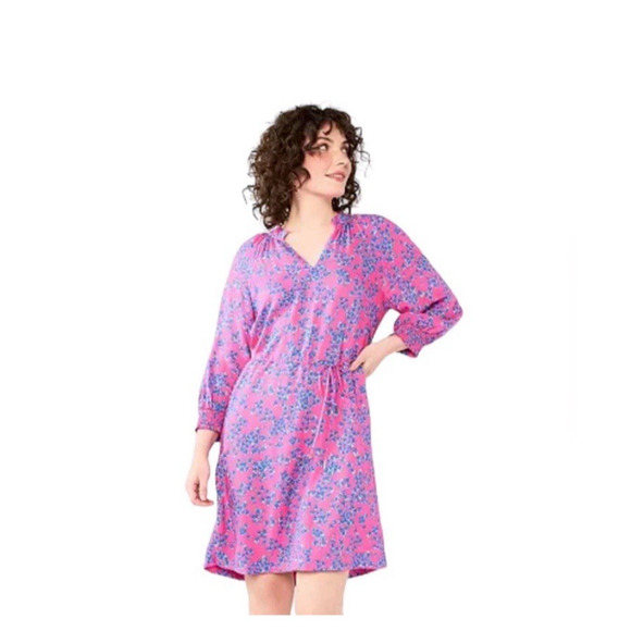 Draper James Dresses & Skirts - Draper James RSVL Floral Smocked Preppy Cottagecore Mini Dress Pink Blue Large L
